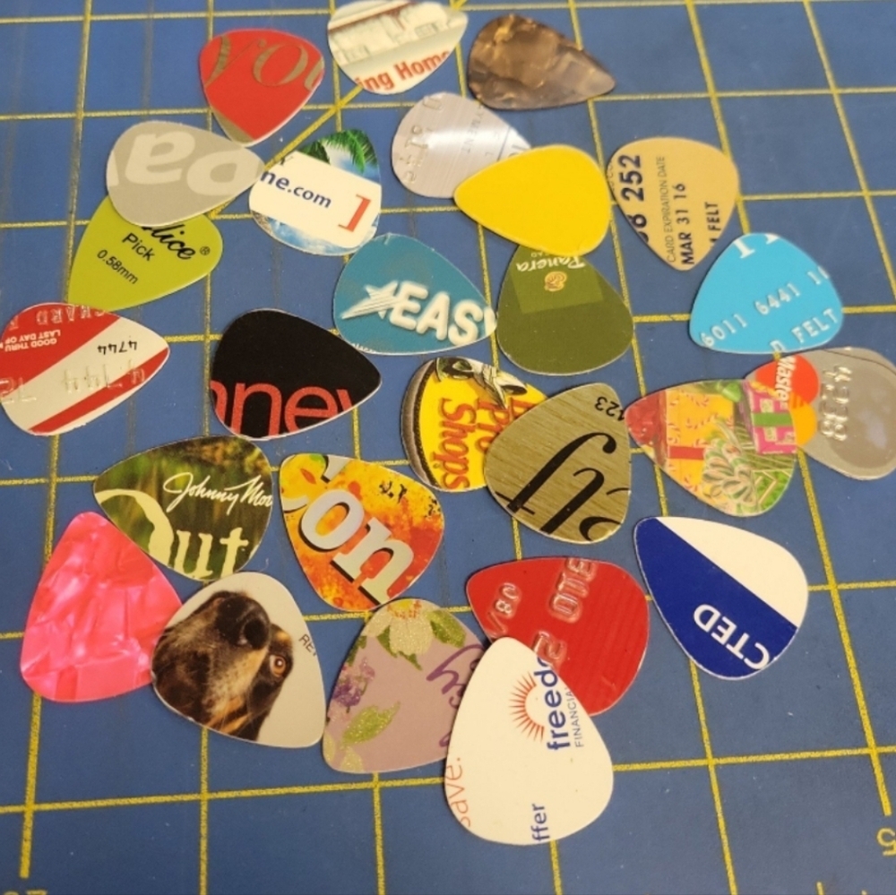 Bundle of 25 Upcycled Guitar Picks.  I personally make these.